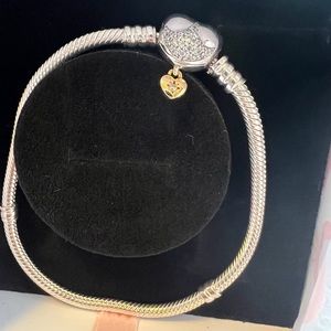 Disney Pandora Cinderella Heart Clasp with 14k gold plated heart dangle